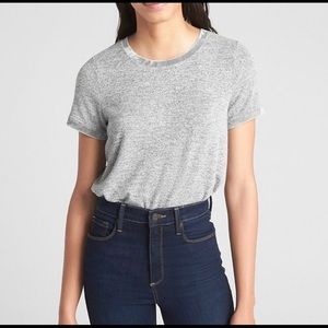 CREAM knit tee with velvet trim